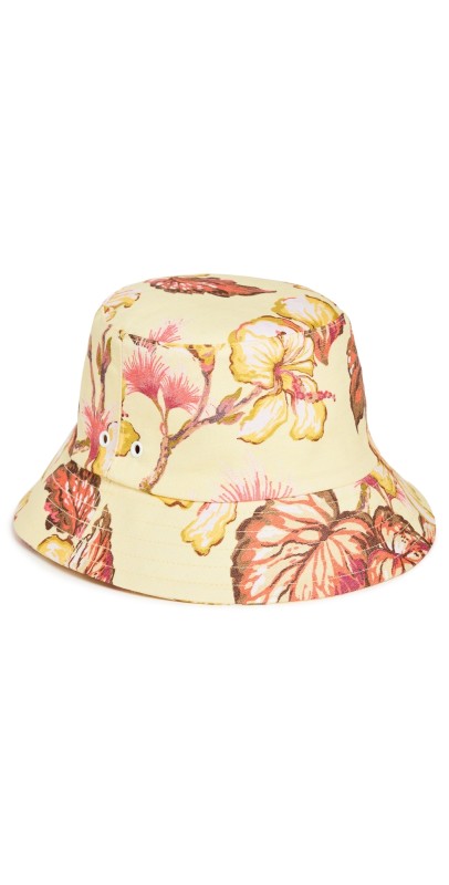 Zimmermann Printed Canvas Bucket Hat Yellow Hibiscus