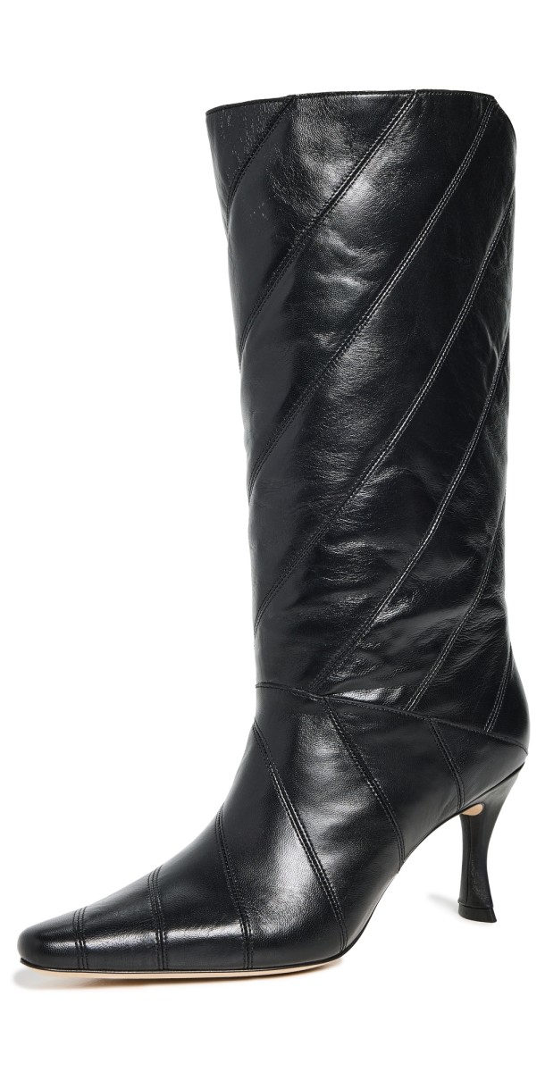 BY FAR Steph Black Creased Leather Boots Black