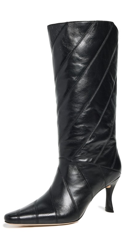 BY FAR Steph Black Creased Leather Boots Black