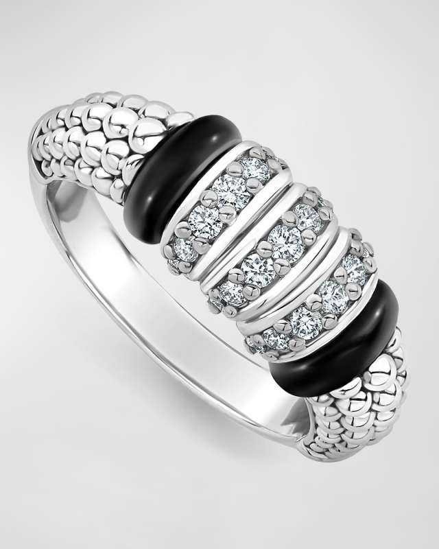 Black Caviar Small 3-Link Diamond Ring