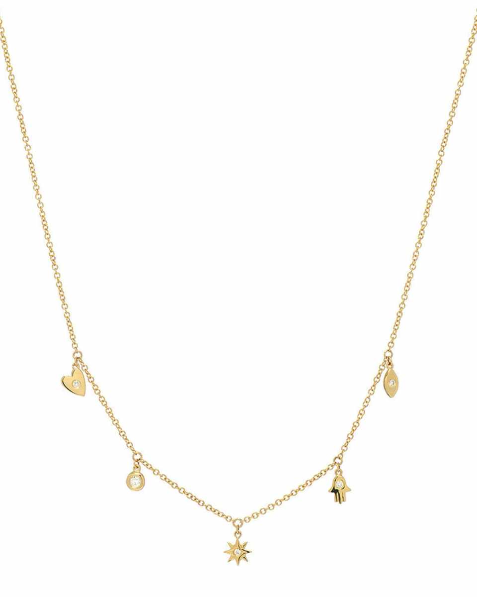 14K Gold and Diamond Charm Necklace