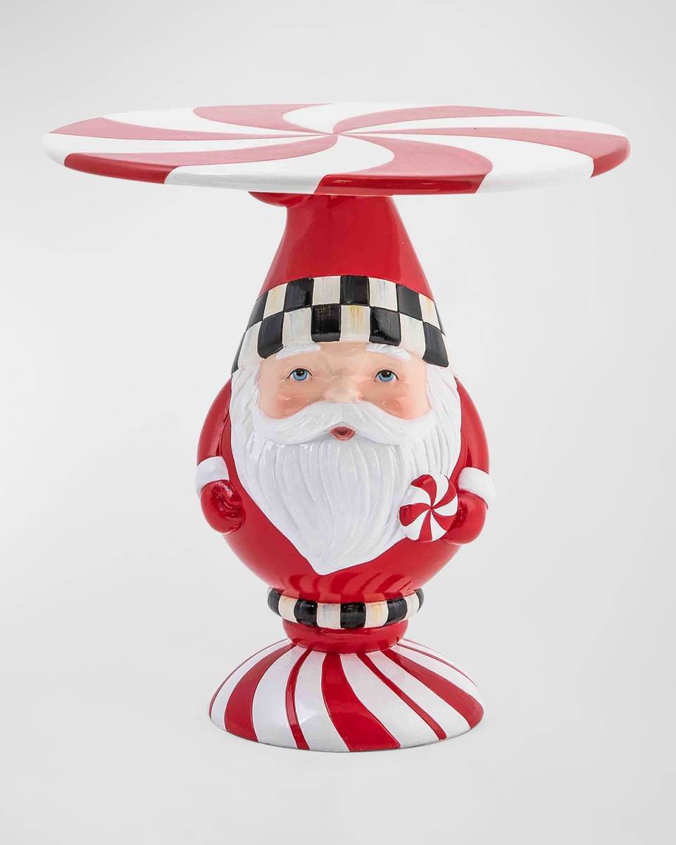 Peppermint Santa Pedestal Platter