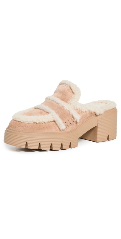 Stuart Weitzman Lennox Mules New Camel/Natural/Caramel