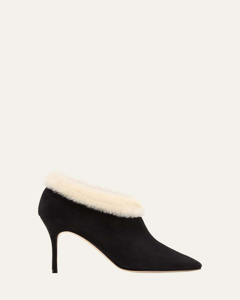 Escaria Suede Shearling High-Cut Pumps