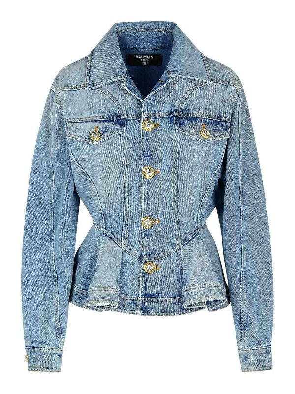 Balmain Veste En Jean - Bleu Clair