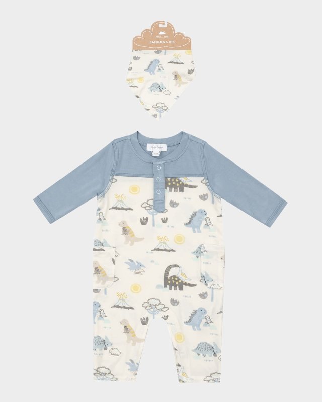 Boy's Baby Love Dinos Two-Toned Coverall W/ Bib, Size 3M-24M