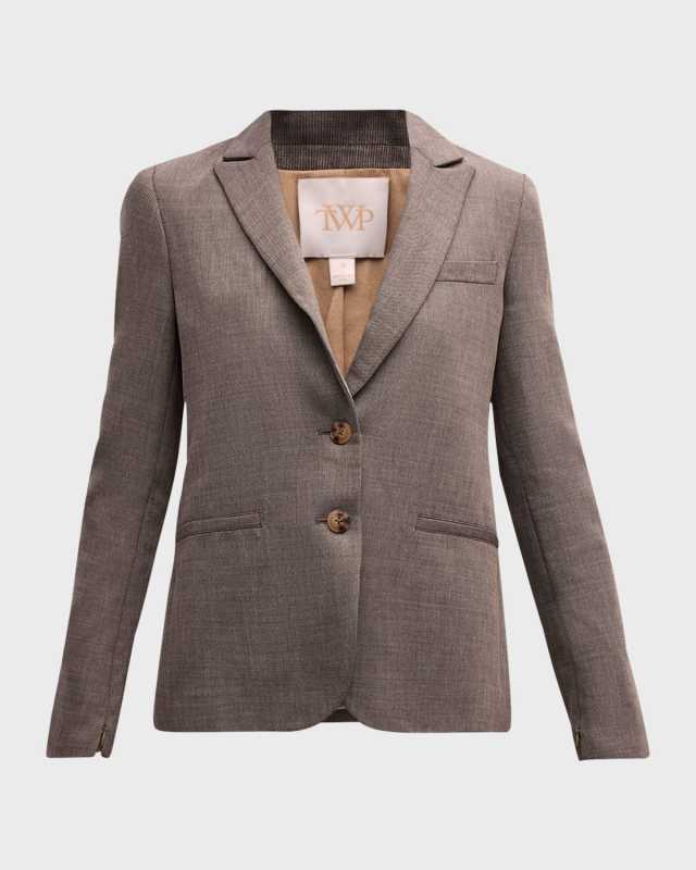 Boyfriend Zipper Twill Wool Blazer