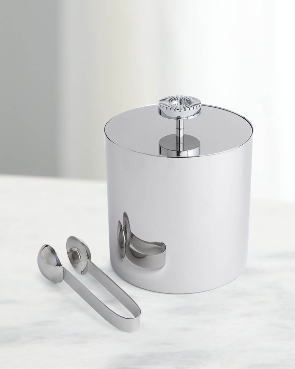 Striations Ice Bucket & Tongs Set