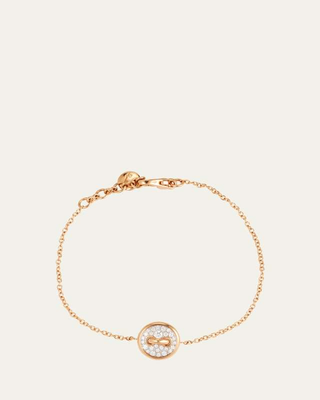 18K Rose Gold Pom Pom Dot Mother of Pearl and Diamond Bracelet