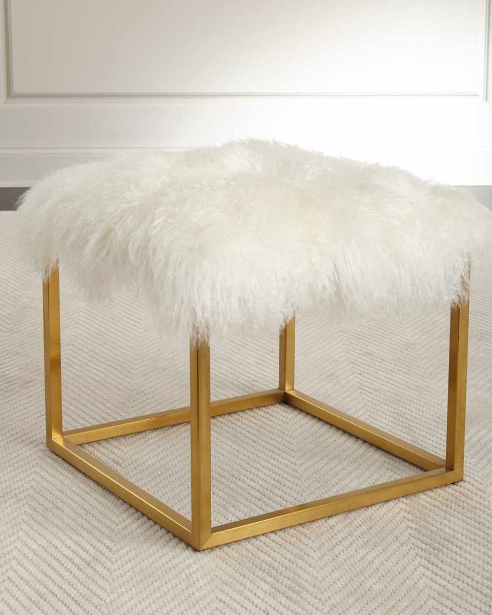 Reno Gold Sheepskin Ottoman