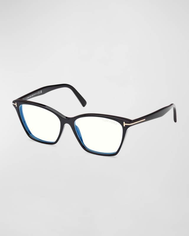 Blue Blocking Sleek Acetate Cat-Eye Glasses
