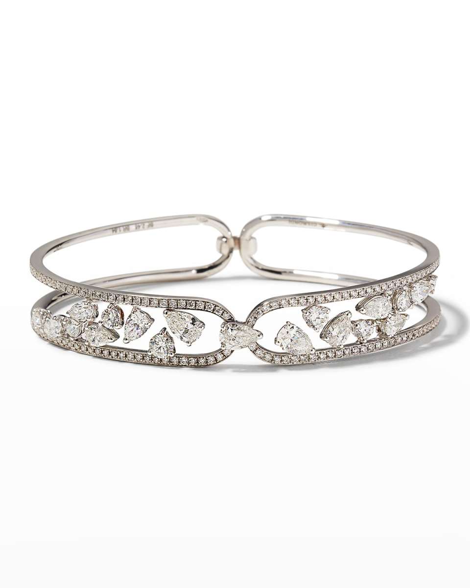 White Gold Diamond Pear and Round Bracelet