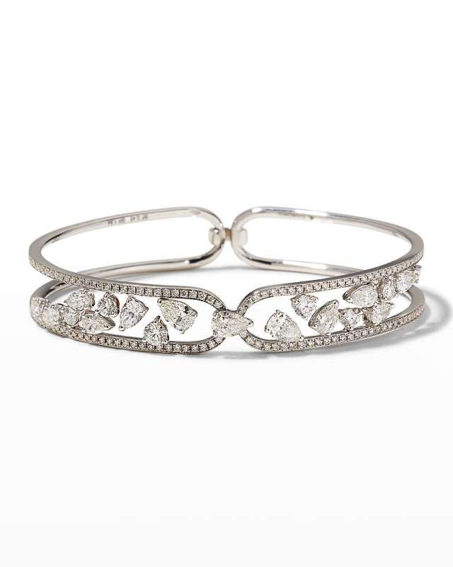 White Gold Diamond Pear and Round Bracelet