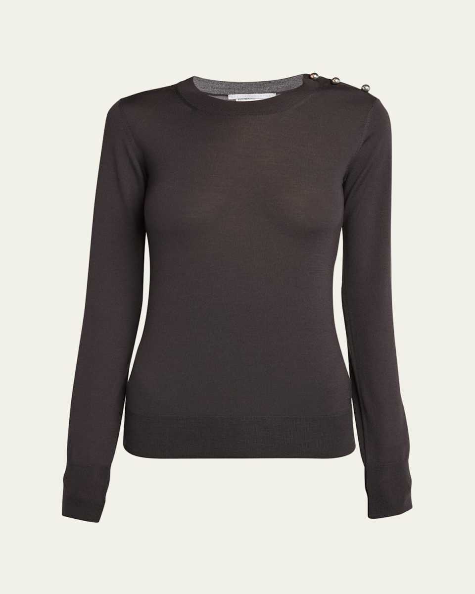Button Shoulder Wool Sweater