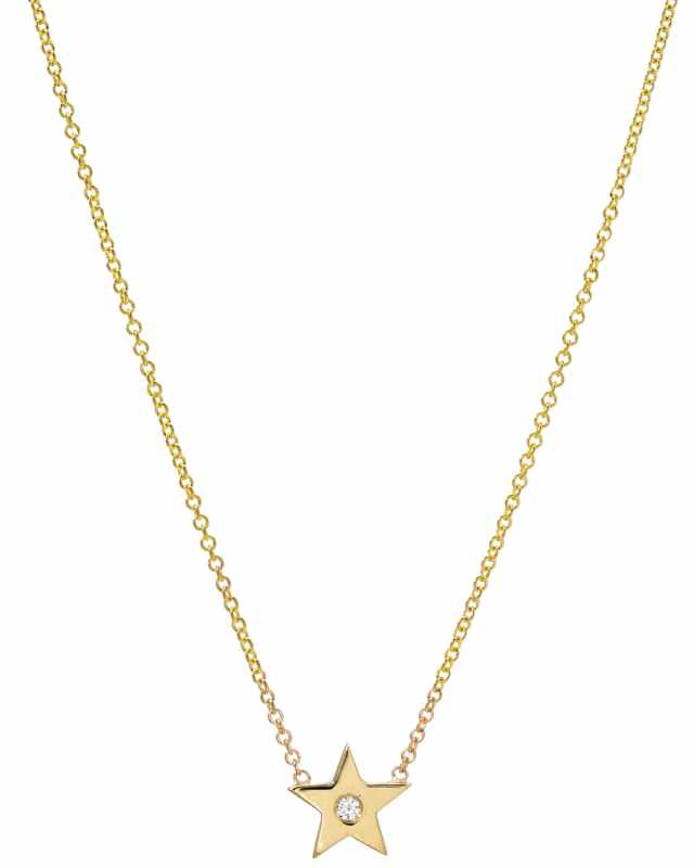 14k Gold 1-Diamond Star Necklace