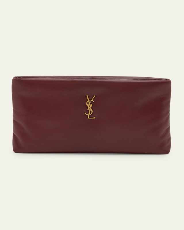 Calypso Ziptop YSL Clutch Bag in Smooth Padded Leather