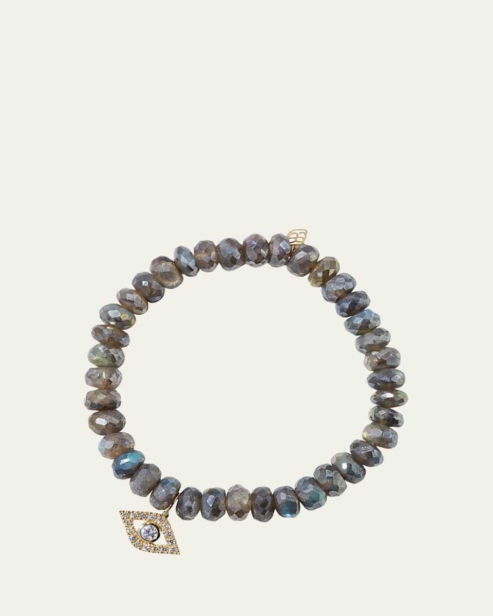 Mystic Labradorite and Diamond Evil Eye Bracelet