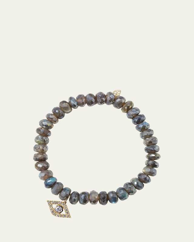 Mystic Labradorite and Diamond Evil Eye Bracelet