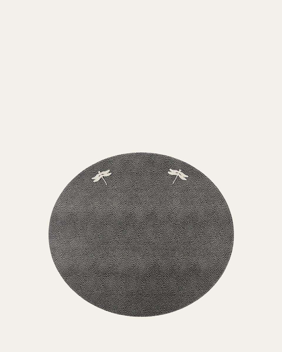 Dragonfly Pebbled Vegan Leather Placemat, 15" Round
