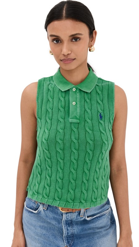 Polo Ralph Lauren Sleeveless Polo Sweater Fiji Green
