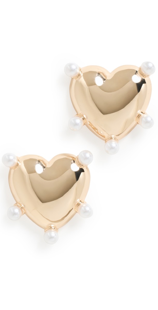 Kenneth Jay Lane Polished Gold Heart Post Earrings Gold