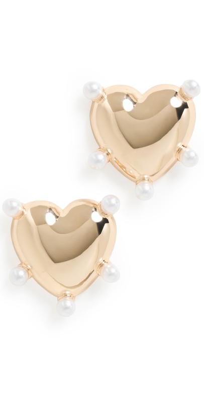 Kenneth Jay Lane Polished Gold Heart Post Earrings Gold