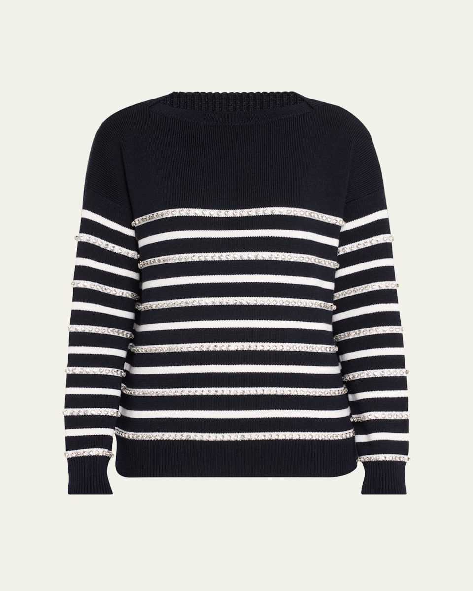 Stripe Crystal Wool Sweater