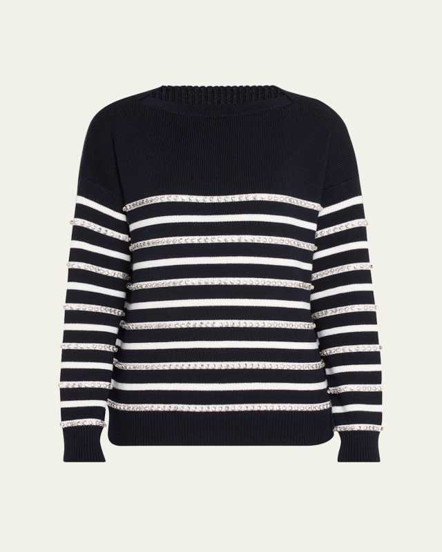 Stripe Crystal Wool Sweater