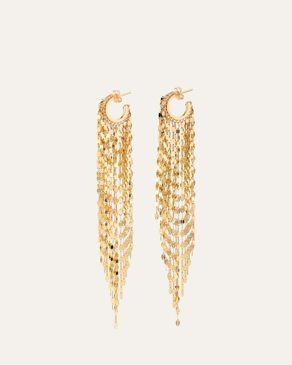 Extra-Long Blake Fringe Huggie Earrings, 4.25"L