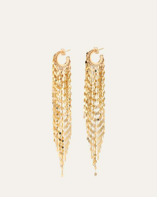 Extra-Long Blake Fringe Huggie Earrings, 4.25"L