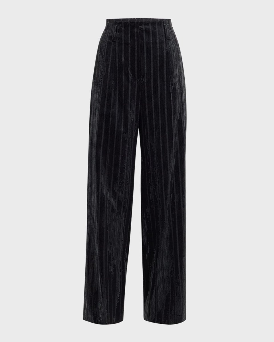 Sequined Pinstripe Corset Wide Leg Pants