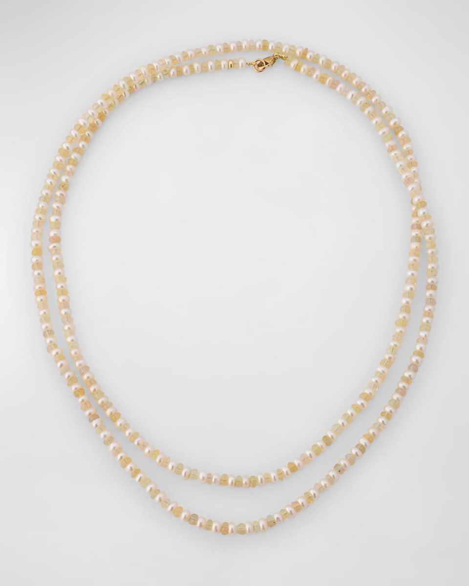 Connection Pearl and Opal Double Long Necklace