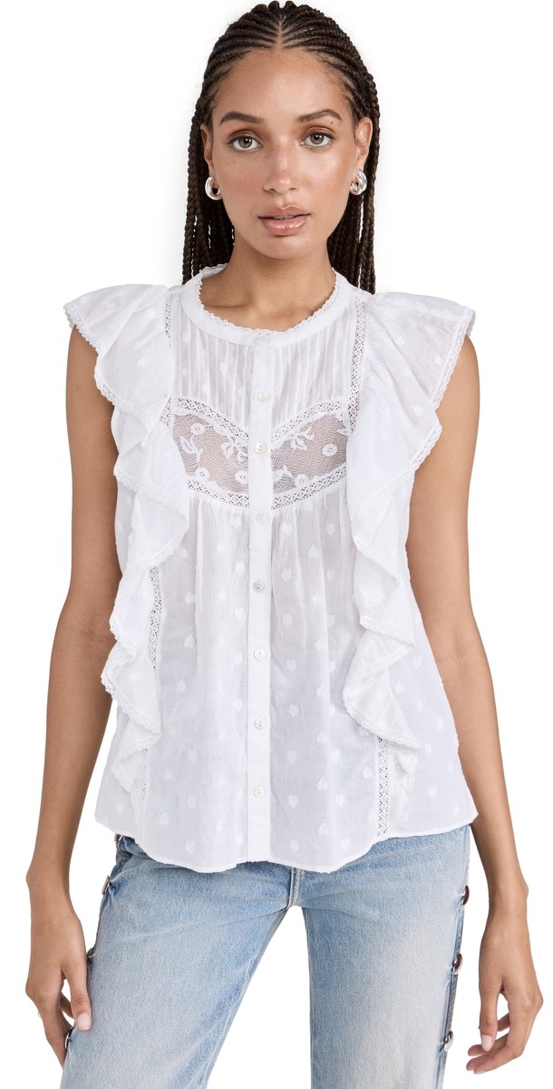 LoveShackFancy Charlsie Top True White