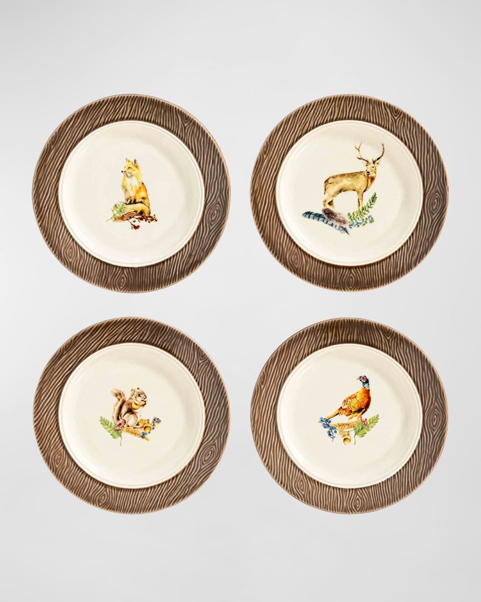 Forest Walk Assorted Animal Cocktail Plates, Set of 4