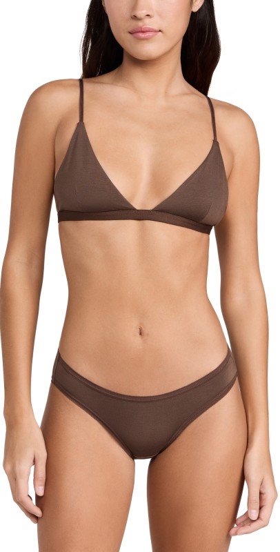 Stripe & Stare Stripe and Stare x Camille Charriere String Bra and Knicker Set Chocolate