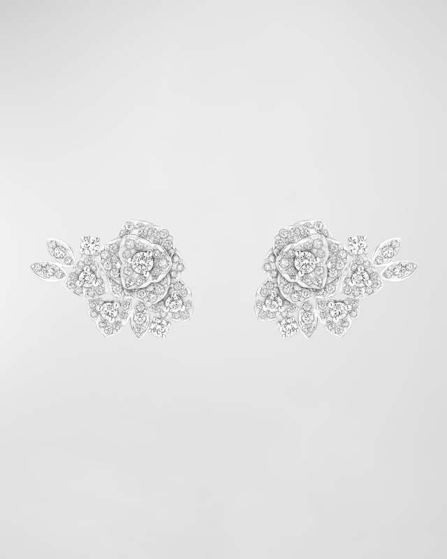 Rose 18k White Gold Diamond Earrings