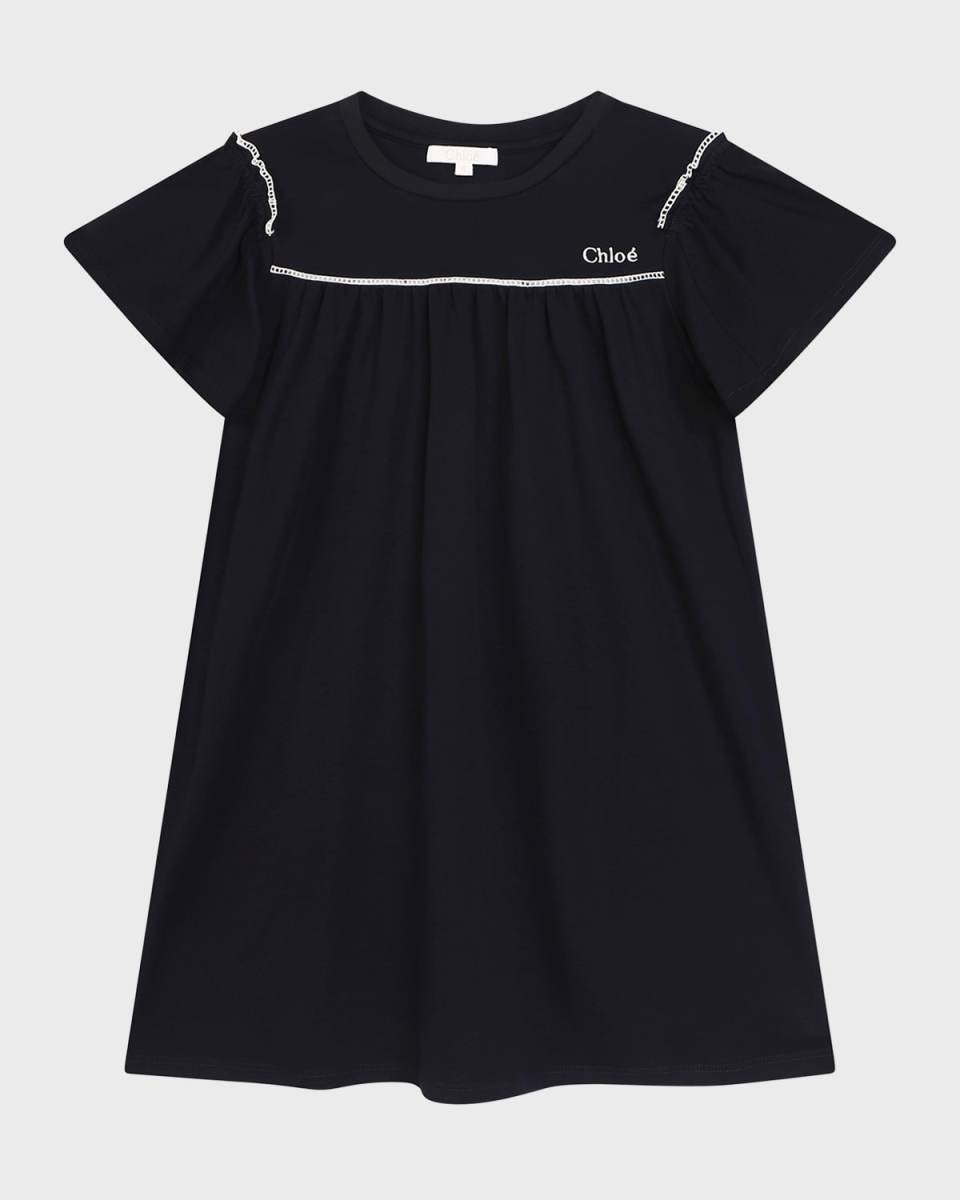 Girl's Embroidered Logo-Print Dress, Size 4-