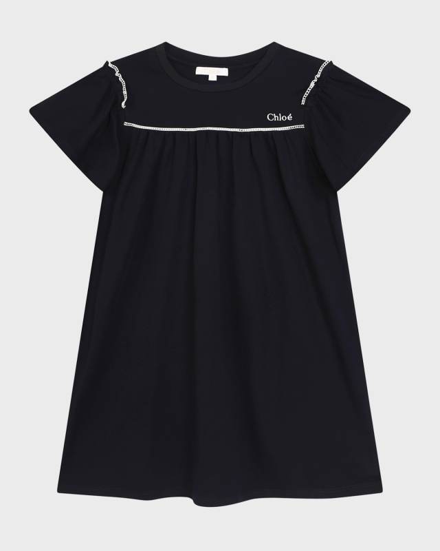 Girl's Embroidered Logo-Print Dress, Size 4-