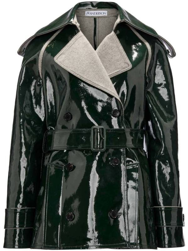 glossy-finish cotton biker jacket