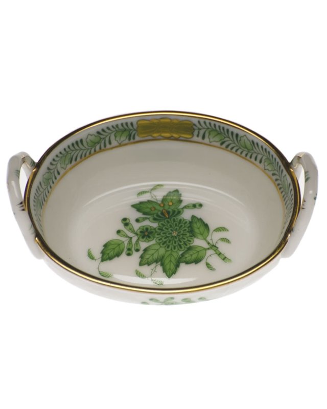 Chinese Bouquet Green Small Basket with Handles
