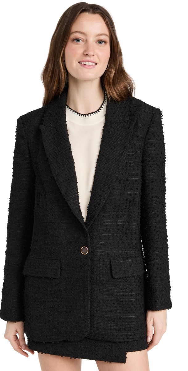 endless rose Tweed Single Breast Blazer Black