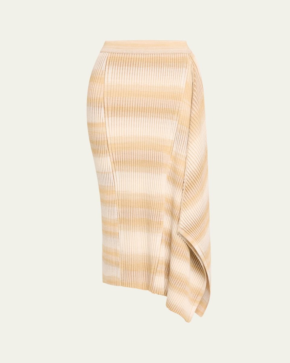 Caelan Asymmetric Stripe Knit Midi Skirt
