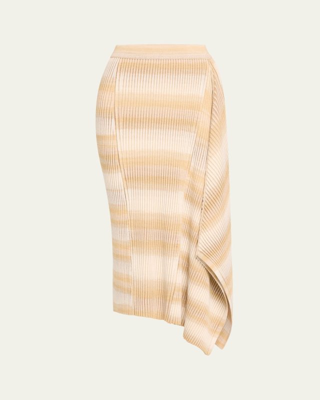 Caelan Asymmetric Stripe Knit Midi Skirt
