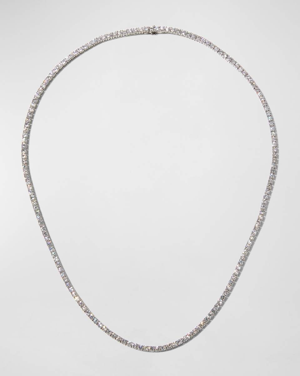 White Gold 4-Prong Diamond Line Necklace, 16.6"L, 8.0tcw