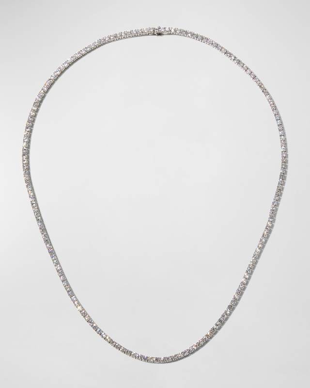 White Gold 4-Prong Diamond Line Necklace, 16.6"L, 8.0tcw