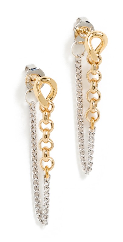 SHASHI Kelly Two Tone Chain Earrings Silver/Gold
