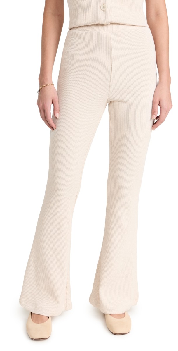 MWL by Madewell Crepe Rib ABC Flare Pants Summer Dune Heather