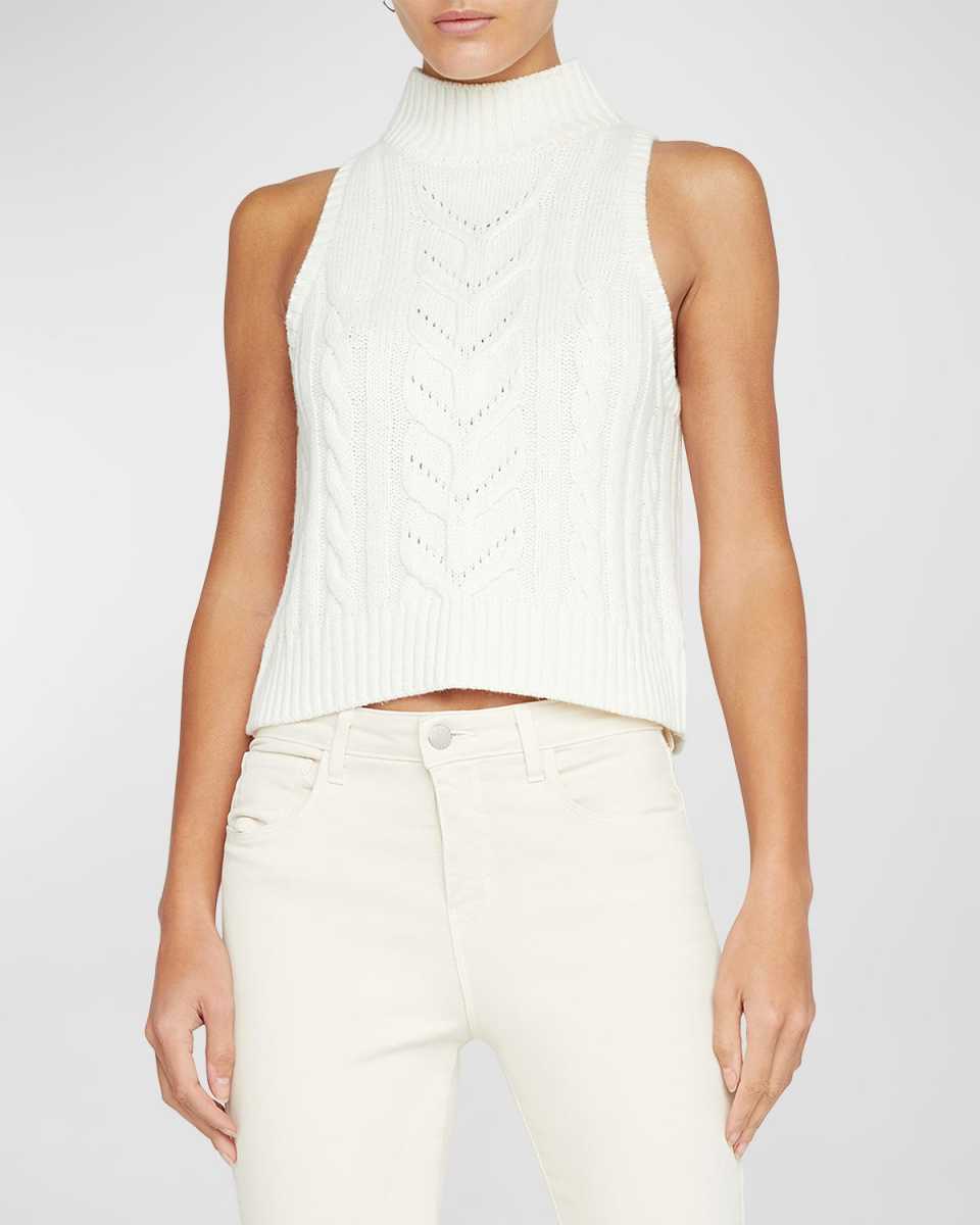 Bellini Cable-Knit Turtleneck Tank Top