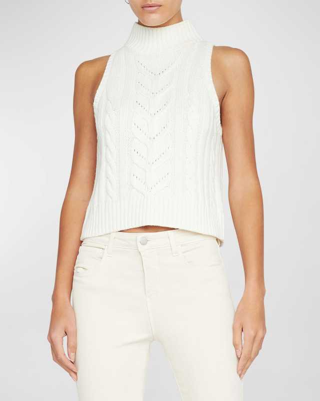 Bellini Cable-Knit Turtleneck Tank Top