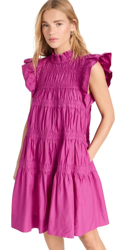Sea Steph Cotton Flutter Sleeve Tunic Dress Pink
